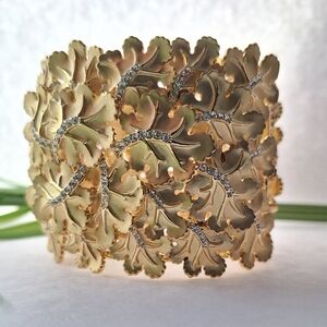 Roberto by RFM Cuff Slave Bracelet leaf design and crystals